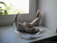 босоножки белые, 38 р., на танкетке, порчевые,с лентами - Изображение #1, Объявление #289728