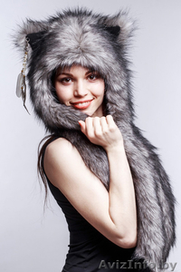 Мягкая,  симпатичная зверошапка,  волкошапка,  шапка с ушками,  шапоушка.