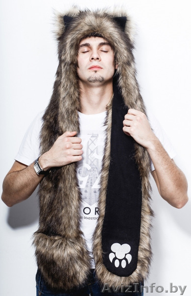  Мягкая, пушистая и симпатичная зверошапка, волкошапка, шапка с ушками, шапоушка - Изображение #4, Объявление #1336058